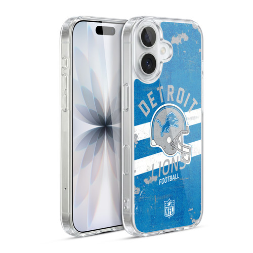 NFL Detroit Lions Logo Art Helmet Distressed Soft Gel Case for Apple iPhone 17