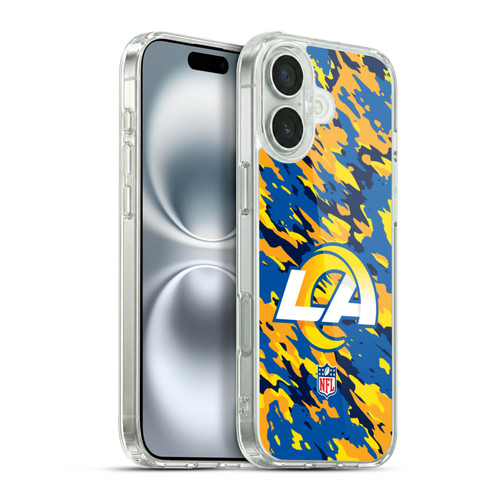 NFL Los Angeles Rams Logo Camou Soft Gel Case for Apple iPhone 16 Plus & MagSafe