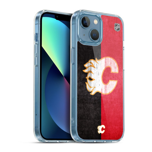NHL Calgary Flames Half Distressed Soft Gel Case for Apple iPhone 13 Mini & MagSafe