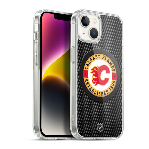 NHL Calgary Flames Puck Texture Soft Gel Case for Apple iPhone 14 Plus & MagSafe