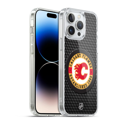 NHL Calgary Flames Puck Texture Soft Gel Case for Apple iPhone 14 Pro Max & MagSafe