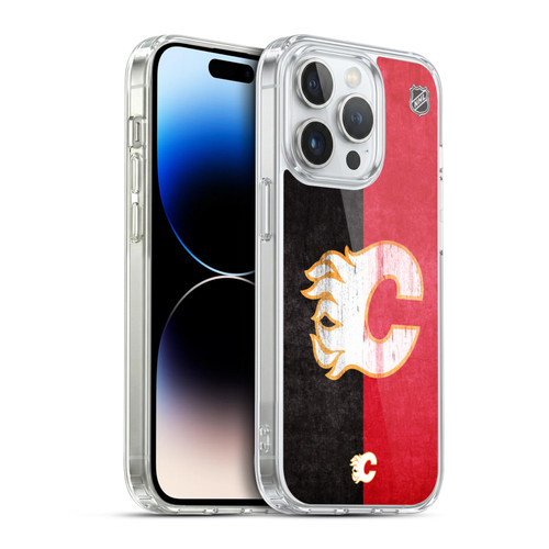 NHL Calgary Flames Half Distressed Soft Gel Case for Apple iPhone 14 Pro & MagSafe