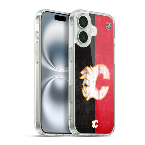 NHL Calgary Flames Half Distressed Soft Gel Case for Apple iPhone 16 Plus & MagSafe