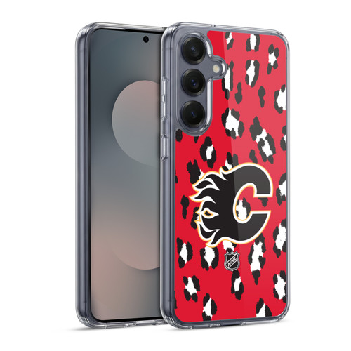 NHL Calgary Flames Leopard Pattern Soft Gel Case for Samsung Galaxy S25 & MagSafe