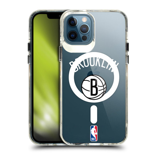 NBA Brooklyn Nets Logo Black Design Text SHOCKPROOF BUMPER CASE COMPATIBLE WITH Apple iPhone 12 / iPhone 12 Pro & MAGSAFE