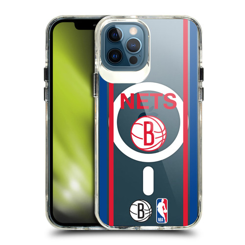 NBA Brooklyn Nets Logo Retro Design Text SHOCKPROOF BUMPER CASE COMPATIBLE WITH Apple iPhone 12 / iPhone 12 Pro & MAGSAFE