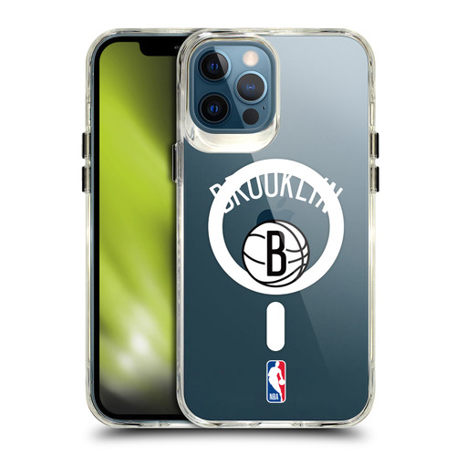 NBA Brooklyn Nets Logo Black Design Text SHOCKPROOF BUMPER CASE COMPATIBLE WITH Apple iPhone 12 Pro Max & MAGSAFE