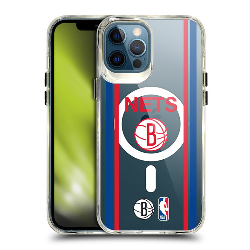 NBA Brooklyn Nets Logo Retro Design Text SHOCKPROOF BUMPER CASE COMPATIBLE WITH Apple iPhone 12 Pro Max & MAGSAFE