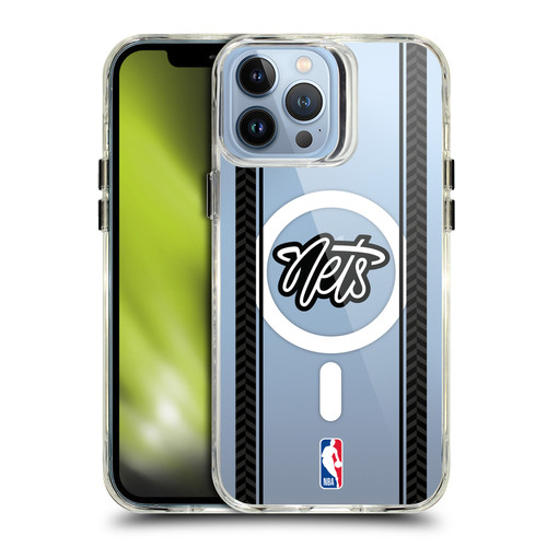 NBA Brooklyn Nets Logo Gray Design Text SHOCKPROOF BUMPER CASE COMPATIBLE WITH Apple iPhone 13 Pro Max & MAGSAFE