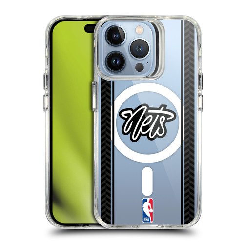 NBA Brooklyn Nets Logo Gray Design Text SHOCKPROOF BUMPER CASE COMPATIBLE WITH Apple iPhone 13 Pro & MAGSAFE