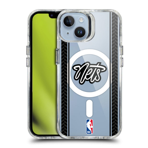 NBA Brooklyn Nets Logo Gray Design Text SHOCKPROOF BUMPER CASE COMPATIBLE WITH Apple iPhone 14 & MAGSAFE