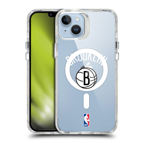 NBA Brooklyn Nets Logo Black Design Text SHOCKPROOF BUMPER CASE COMPATIBLE WITH Apple iPhone 14 Plus & MAGSAFE