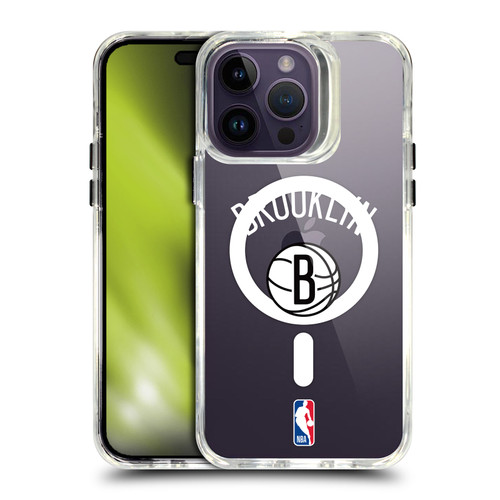 NBA Brooklyn Nets Logo Black Design Text SHOCKPROOF BUMPER CASE COMPATIBLE WITH Apple iPhone 14 Pro Max & MAGSAFE