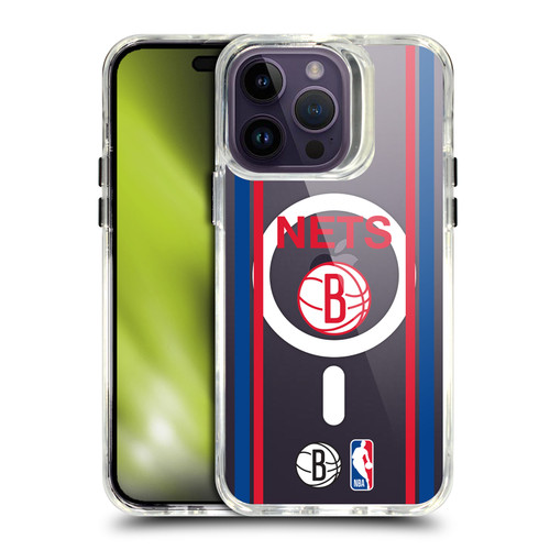 NBA Brooklyn Nets Logo Retro Design Text SHOCKPROOF BUMPER CASE COMPATIBLE WITH Apple iPhone 14 Pro Max & MAGSAFE