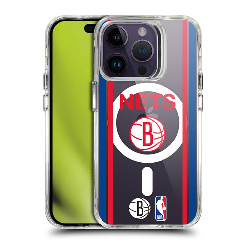 NBA Brooklyn Nets Logo Retro Design Text SHOCKPROOF BUMPER CASE COMPATIBLE WITH Apple iPhone 14 Pro & MAGSAFE