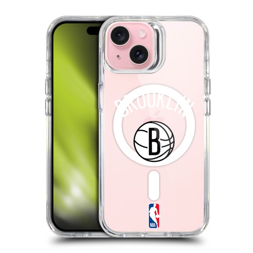 NBA Brooklyn Nets Logo Black Design Text SHOCKPROOF BUMPER CASE COMPATIBLE WITH Apple iPhone 15 & MAGSAFE