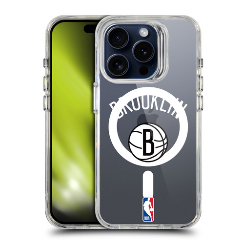 NBA Brooklyn Nets Logo Black Design Text SHOCKPROOF BUMPER CASE COMPATIBLE WITH Apple iPhone 15 Pro & MAGSAFE