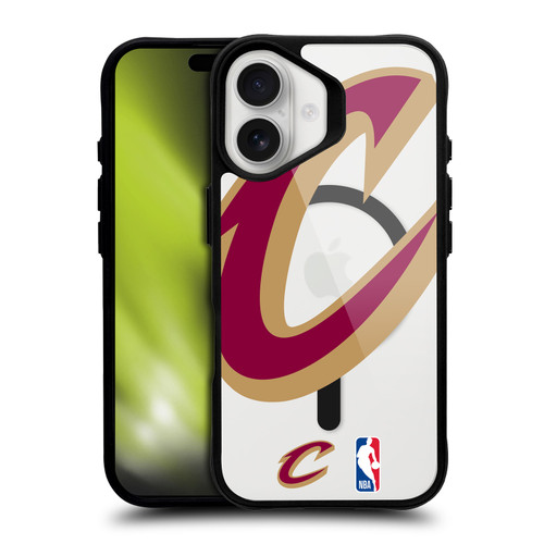 NBA Cleveland Cavaliers Logo Oversized Text BLACK SHOCKPROOF BUMPER CASE COMPATIBLE WITH Apple iPhone 16 & MAGSAFE