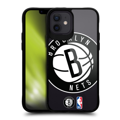 NBA Brooklyn Nets Logo Oversized Text BLACK SHOCKPROOF BUMPER CASE COMPATIBLE WITH Apple iPhone 12 / iPhone 12 Pro & MAGSAFE