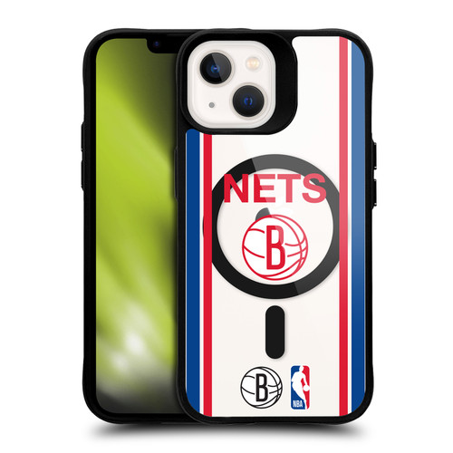 NBA Brooklyn Nets Logo Retro Design Text BLACK SHOCKPROOF BUMPER CASE COMPATIBLE WITH Apple iPhone 13 & MAGSAFE