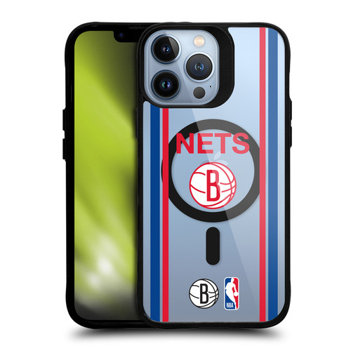 NBA Brooklyn Nets Logo Retro Design Text BLACK SHOCKPROOF BUMPER CASE COMPATIBLE WITH Apple iPhone 13 Pro Max & MAGSAFE