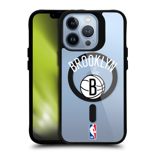 NBA Brooklyn Nets Logo Black Design Text BLACK SHOCKPROOF BUMPER CASE COMPATIBLE WITH Apple iPhone 13 Pro & MAGSAFE