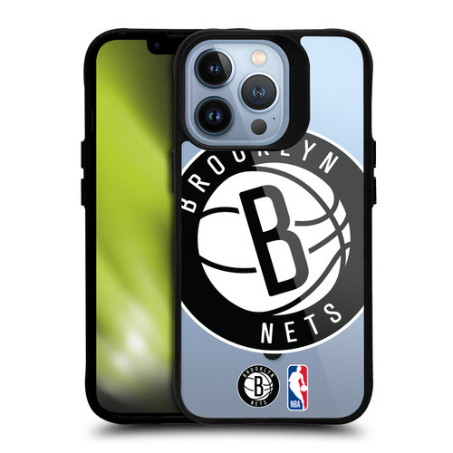 NBA Brooklyn Nets Logo Oversized Text BLACK SHOCKPROOF BUMPER CASE COMPATIBLE WITH Apple iPhone 13 Pro & MAGSAFE