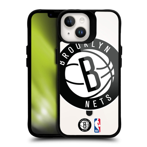 NBA Brooklyn Nets Logo Oversized Text BLACK SHOCKPROOF BUMPER CASE COMPATIBLE WITH Apple iPhone 14 & MAGSAFE