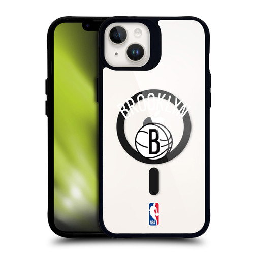 NBA Brooklyn Nets Logo Black Design Text BLACK SHOCKPROOF BUMPER CASE COMPATIBLE WITH Apple iPhone 14 Plus & MAGSAFE