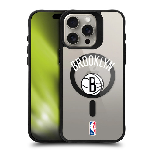 NBA Brooklyn Nets Logo Black Design Text BLACK SHOCKPROOF BUMPER CASE COMPATIBLE WITH Apple iPhone 15 Pro Max & MAGSAFE
