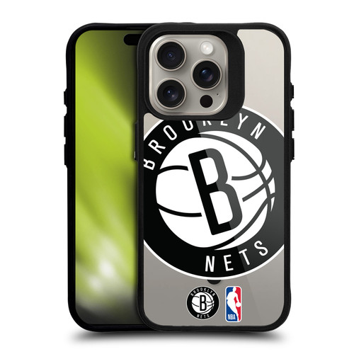 NBA Brooklyn Nets Logo Oversized Text BLACK SHOCKPROOF BUMPER CASE COMPATIBLE WITH Apple iPhone 15 Pro & MAGSAFE
