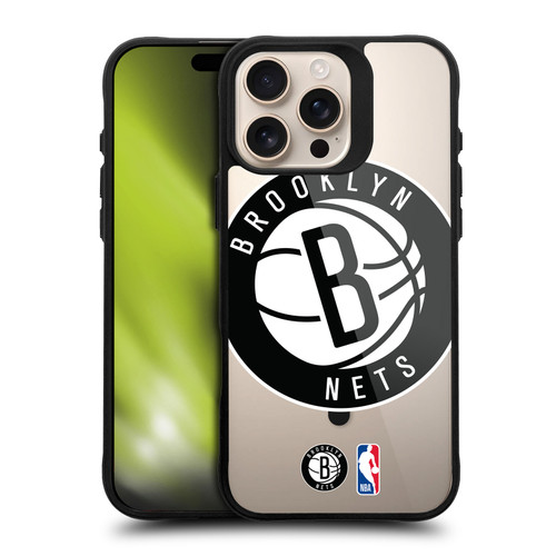 NBA Brooklyn Nets Logo Oversized Text BLACK SHOCKPROOF BUMPER CASE COMPATIBLE WITH Apple iPhone 16 Pro Max & MAGSAFE