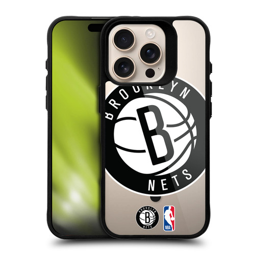 NBA Brooklyn Nets Logo Oversized Text BLACK SHOCKPROOF BUMPER CASE COMPATIBLE WITH Apple iPhone 16 Pro & MAGSAFE