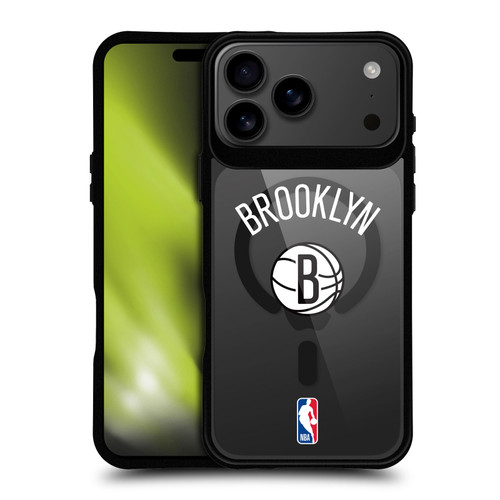 NBA Brooklyn Nets Logo Black Design Text BLACK SHOCKPROOF BUMPER CASE COMPATIBLE WITH Apple iPhone 17 Pro Max & MAGSAFE