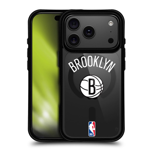 NBA Brooklyn Nets Logo Black Design Text BLACK SHOCKPROOF BUMPER CASE COMPATIBLE WITH Apple iPhone 17 Pro & MAGSAFE