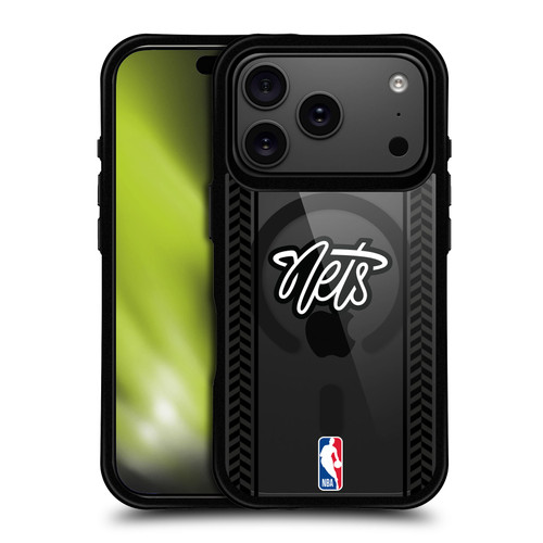 NBA Brooklyn Nets Logo Gray Design Text BLACK SHOCKPROOF BUMPER CASE COMPATIBLE WITH Apple iPhone 17 Pro & MAGSAFE