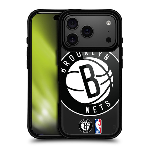 NBA Brooklyn Nets Logo Oversized Text BLACK SHOCKPROOF BUMPER CASE COMPATIBLE WITH Apple iPhone 17 Pro & MAGSAFE