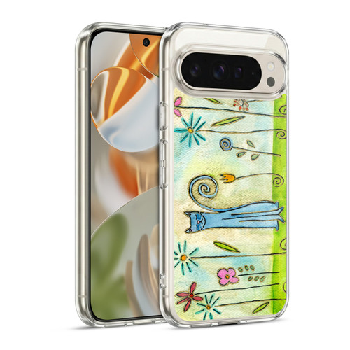 Wyanne Cat Blue Cat In The Flower Garden Soft Gel Case for Google Pixel 9 / Pixel 9 Pro