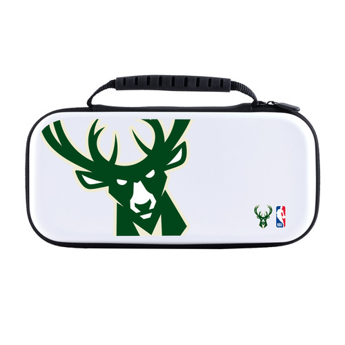 NBA Milwaukee Bucks Logo Oversized Text White Hard Storage Travel Carry Case for Nintendo Switch 2