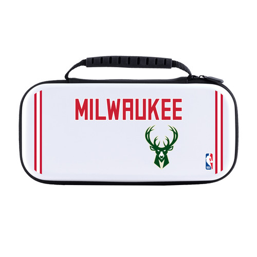 NBA Milwaukee Bucks Logo Retro Design Text White Hard Storage Travel Carry Case for Nintendo Switch 2