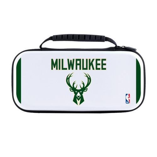 NBA Milwaukee Bucks Logo White Design Text White Hard Storage Travel Carry Case for Nintendo Switch 2