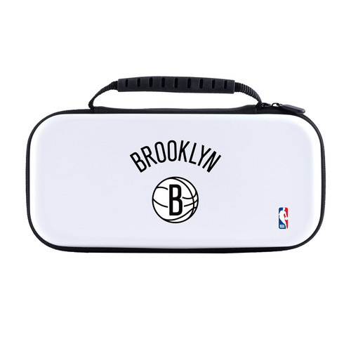 NBA Brooklyn Nets Logo Black Text Design White Hard Storage Travel Carry Case for Nintendo Switch 2