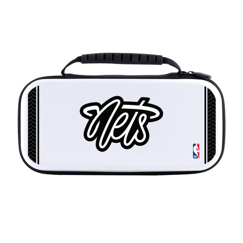 NBA Brooklyn Nets Logo Gray Design Black Text White Hard Storage Travel Carry Case for Nintendo Switch 2