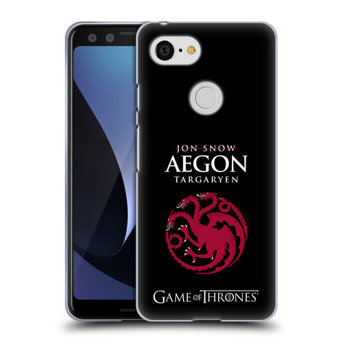 HBO Game of Thrones Graphics Jon Snow Aegon Soft Gel Case for Google Pixel 3