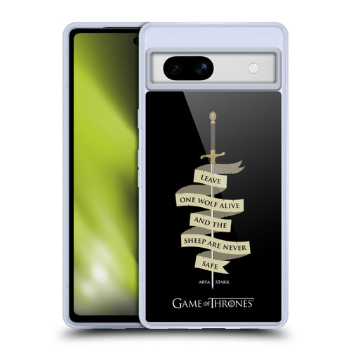 HBO Game of Thrones Graphics Arya Quote Needle Soft Gel Case for Google Pixel 7a