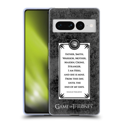 HBO Game of Thrones Graphics Rhaegar Vows Soft Gel Case for Google Pixel 7 Pro