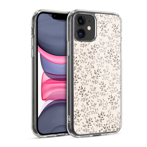Anis Illustration Mix Pattern Tiny Leaves Beige Soft Gel Case for Apple iPhone 11