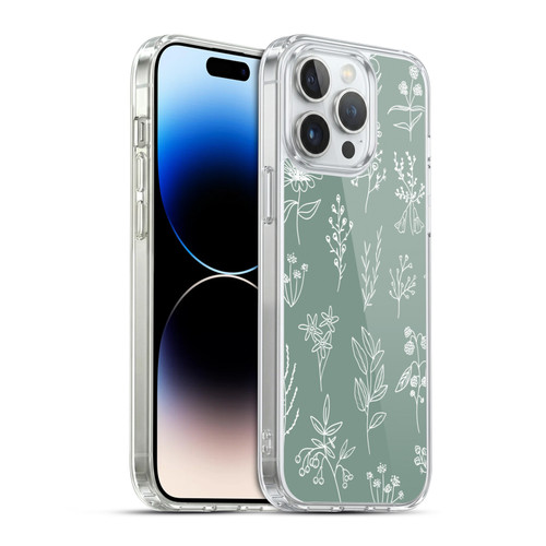Anis Illustration Mix Pattern Little Patagonian Sage Green Soft Gel Case for Apple iPhone 14 Pro Max & MagSafe