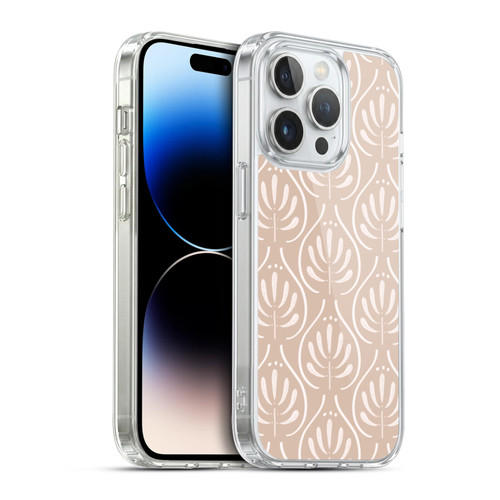 Anis Illustration Mix Pattern Boho Beige Soft Gel Case for Apple iPhone 14 Pro & MagSafe
