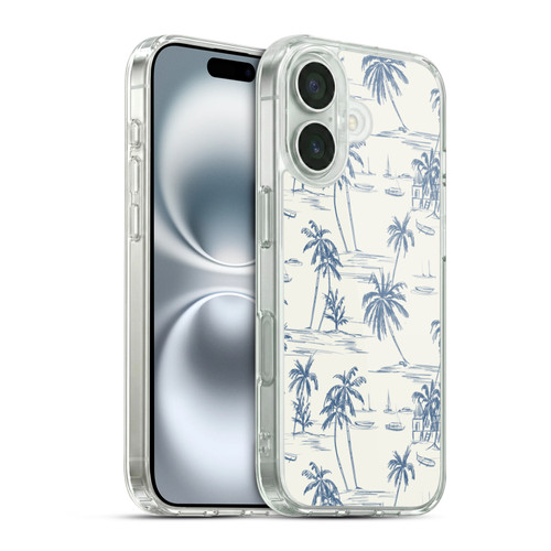 Anis Illustration Mix Pattern Blue Beach Bold Soft Gel Case for Apple iPhone 16 & MagSafe